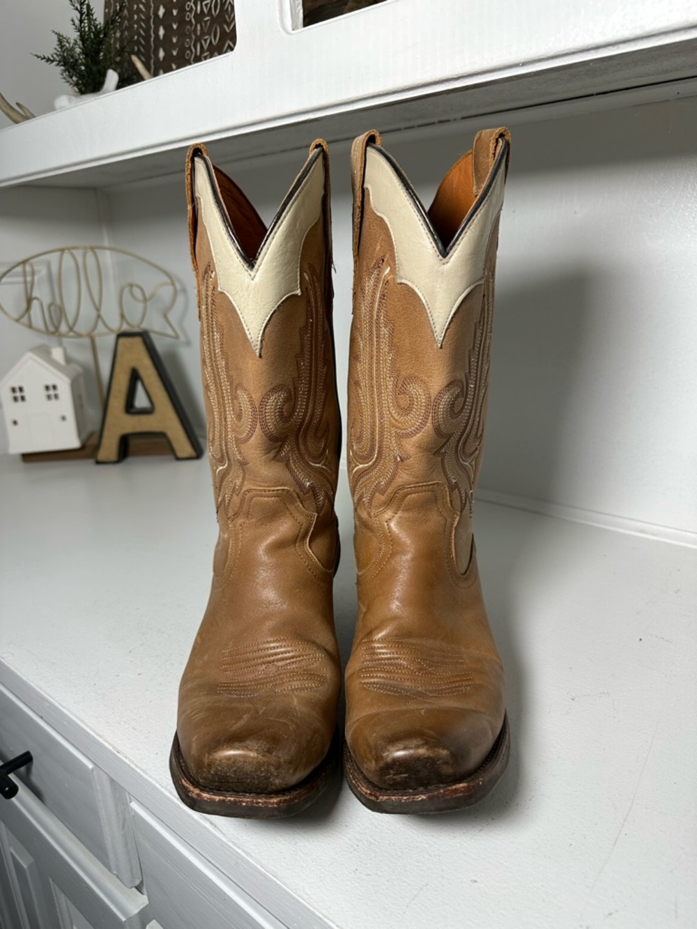 Idyllwind Womens 9.5 Western Boots Tan Cream Leather Cowboy Boots Two Tone - Picture 2 of 10
